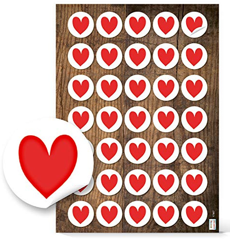 35 Herzaufkleber rot, weiß – Geschenk Muttertag | Sticker Herz Hochzeit Basteln