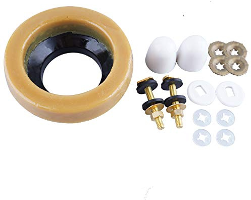 Hibbent Toilet Wax Ring Kit, Toilet Bowl Wax Ring with Brass Closet Bolts, Bolt Caps, PE Flange and Extra Retainers, Thick Wax Ring Gasket for Toilet Bowl- Gas, Odor and Watertight Seal