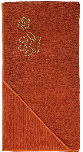 Winthome Serviettes Chien/Chat- Peignoir pour Chien Super Absorbante et à Séchage Rapide, Serviette Microfibre Chien Doux avec Poches, pour Grands Chiens et Chats, Moyens et Petits (77x97cm, Marron)