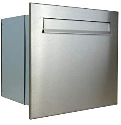 A-042 Edelstahl Mauerdurchwurf Briefkasten (Variable Tiefe) Ohne Namenschild