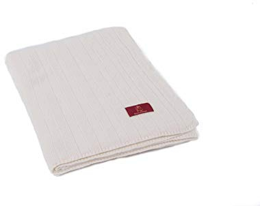 Ritter Decken Estoril Strickdecke 150 x 200 cm - Weiß | Grob gestrickte Wolldecke aus 100% mulesingfreier Wolle, ideal als Kuscheldecke, Wohn- & Tagesdecke, Made in Germany
