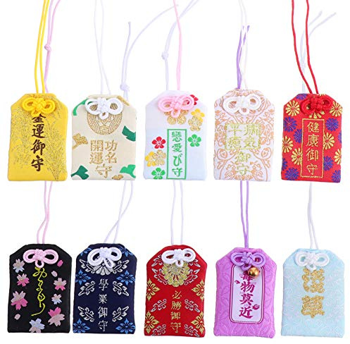 GARNECK 10 Unidades de Amuleto Japonés de La Suerte Que Cuelga La Bolsita Omamori Amuleto de La Suerte Colgante de La Bolsa para El Coche de Casa