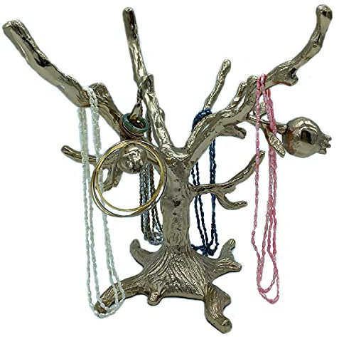 your castle Supporto per Gioielli, Supporto per collane, Supporto per bracciali, portagioie, Porta Orecchini, Alluminio, Colore: Ottone, portagioie, Albero dei Gioielli, 27x27x30 cm