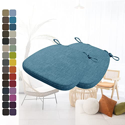 Kimgull 2er Set Stuhlkissen mit Bändern Bequeme Waschbare Rutschfestes Sitzkissen Ideal für zu Hause und Gartendekoration, viele Farben und Größen zur Auswahl (40X38X3CM Dunkelblau)
