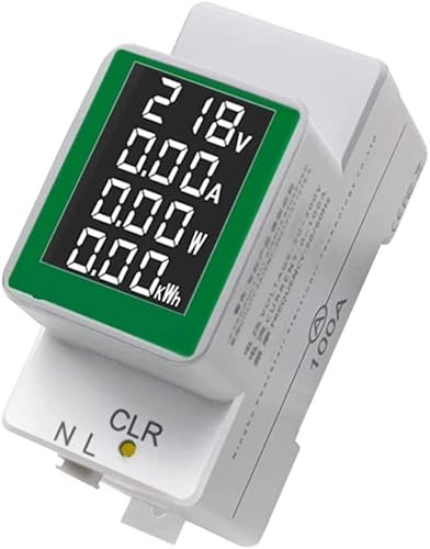 Fasizi PZEM-008 AC50-300V/100A Pantalla LCD Pantalla Digital Riel de guía Multifuncional Mesa Probador de Voltaje Amperímetro Voltímetro con retroiluminación