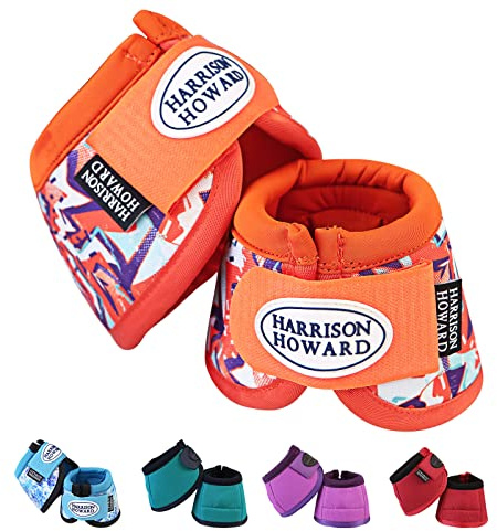 Harrison Howard Horse Bell Boots Overreach Bell Boots No-Turn Bell Boots for Horse-Durable Protective Hoof Boot Medium Size