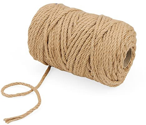 ZEONHAK 80m x 6mm Natural Jute Rope, 1/4 Inch x 262FT Hemp Rope for Garden, Craft