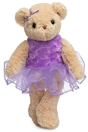 WENMOTDY Ballerina Teddy Bear Stuffed Animal Cute Plush Bear in Tutu Skirt Birthday Dance Recital Gifts for Girls Kids 21’’ Purple