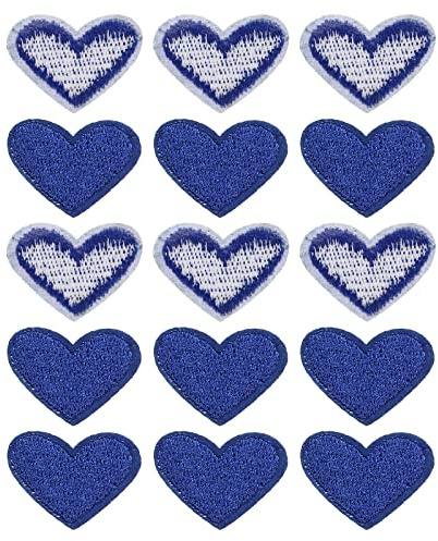 sourcing map Herz Geformt Flicken zum aufbügeln Eisen auf Patches Dunkel Blau Bügelflicken Patches Gestickt Aufnähen für Kleidung Jacken Rucksack Schuhe Reparieren Dekorationen 15 Stück