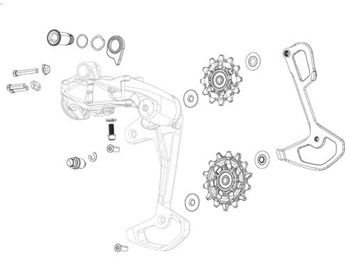 SRAM X0 Eagle T-Type AXS Schaltwerk Setup Schlüssel / Käfigschloss Montagesatz – inklusive Federn