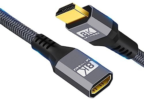 NFHK Cavo di prolunga HDMI 2.1 UHD 8K da maschio a femmina Ultra-HD 8K 60hz 4K 120hz 48 GB con cavo audio 3D HDMI 150 cm