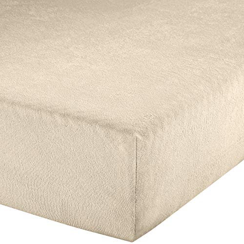 Erwin Müller Spannbettlaken Frottee-Stretch, Spannbetttuch Füssen - pflegeleicht, formstabil, mit Rundumgummi, sehr Gute Passform - leinen Größe 180x220 cm - 200x220 cm
