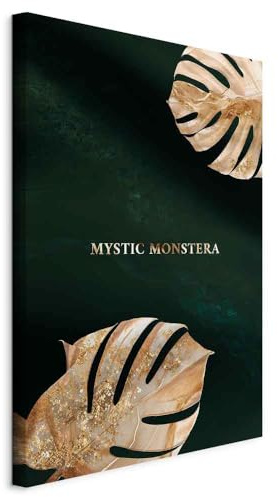 murando – Blätter Akustikbild 80x120 cm Bilder Hochleistungsschallabsorber Schallschutz Leinwand Akustikdämmung 1 tlg Wandbild Raumakustik Schalldämmung Monstera dunkel Hintergrund