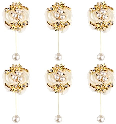 6 Stück Rose Hochzeit Boutonniere,Hochzeit Rose Gästeanstecker Künstliche Ansteckblume Bräutigam Hochzeitsanstecker Hochzeitsbrosche Rose Blumen Anstecker, für Party Prom Männer Anzug Dekoration