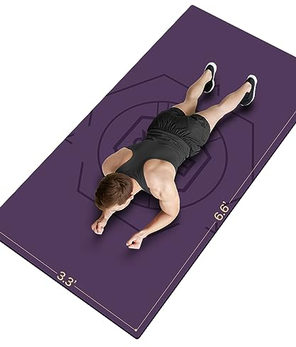 nuveti Große Trainingsmatte (1,8 m x 90 cm), extra breite Trainingsmatte für Damen und Herren, Yogamatte, dick, 1/4 Trainingsmatten, rutschfest, ungiftig, große Fitnessmatte, perfekt für Barfußübungen
