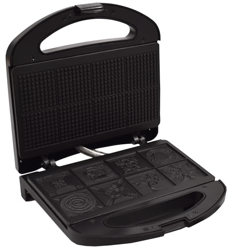 Syntrox Zimtwaffeleisen Zimtwaffelautomat Dulja für 8 leckere Zimtwaffeln, Antihaftbeschichtete Waffelplatten, Backampel Technologie, Rutschfeste Gummifüße, Einfache Reinigung Küchengerät