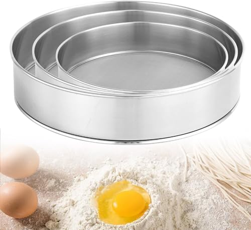 Lovesmile 3 Piezas Tamizador de Harina, Redondo Tamizador de Harina Reposteria, Acero Inoxidable Tamiz, Reutilizable Tamizador Adecuado para Repostería Restaurantes Cocinas Pastelerías (3 Tamaños)