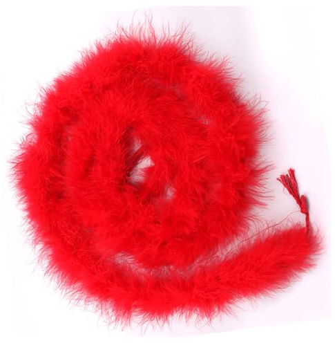 Yurosiay Federboa Flauschige 200cm Feder-Girlande Feder-Schal zum Nähen Federstola Handgefertigte Federschal Girlande Kostüm-Accessoire Karneval Party Halloween Weihnachten Dekoration Rot