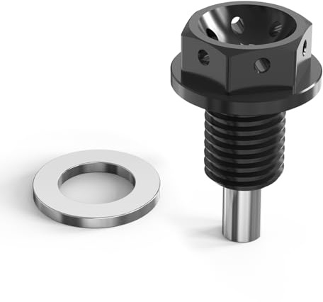 Bevinsee Magnetische Ölablassschraube M12x1.5 Aluminiumlegierung Compatible with E36 E46 E90 E91 E92 E93 E39 E60 E82 E88 Z3 Z4 323i 325i 328i 330i 335i 525i 528i 530i 535i 318i 325xi 330xi, Schwarz