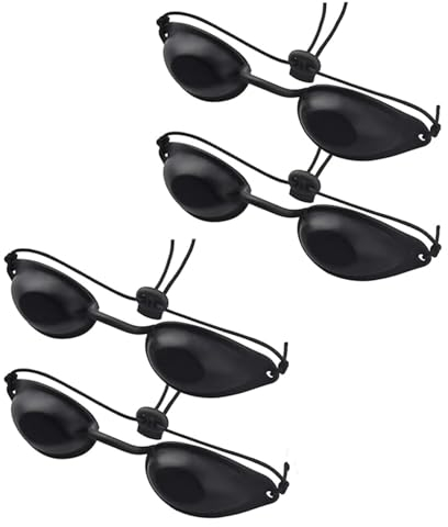 QHFlashbuy Solarium Brille,4 Stück UV Schutzbrille Laserschutzbrille Augenklappe Infrarot Solarium Schutzbrille für Lasertherapie,IPL-Haarentfernung,UV-Schutz,Sonnenbrille(Schwarz)