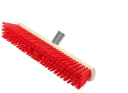 TomPaR escoba de calle | barredora con soporte metálico | sin mango | industrial ancha | pasillo | jardín | grande | terraza | garaje | 50 cm, rojo