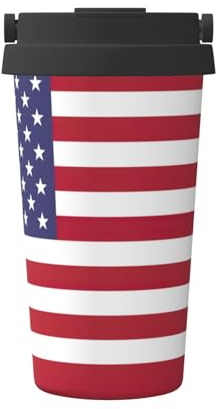 Kaffeetasse mit amerikanischer Flagge, auslaufsichere Kaffeetasse mit Deckel, Kaffee-Thermos, zum Verschenken oder für den täglichen Gebrauch
