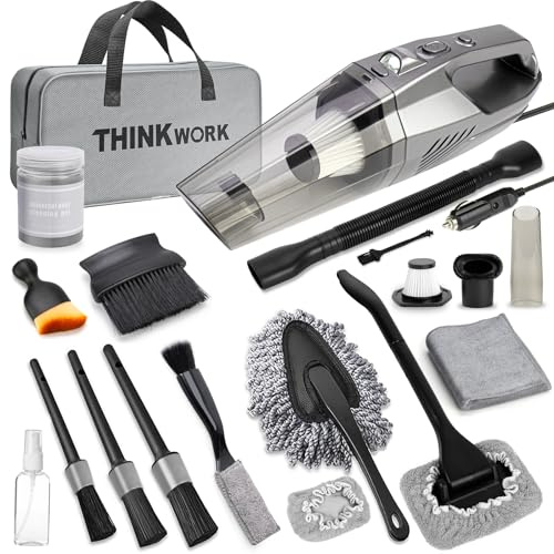 21Pcs Car Cleaning Kit Interior, Car Interior Detailing Kit with Vacuum | 8000PA Powerful Suction, Interior Detailing Brushes, for Car Inside Deep-Cleaning, Car Care Kit Gift Set for Him