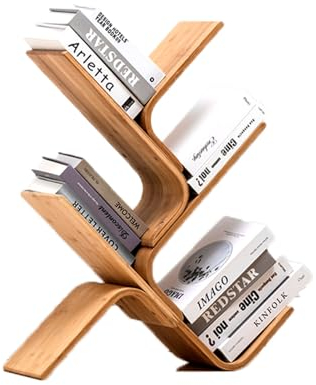Baum-Bücherregal – bodenstehendes Bambus-Bücherregal mit Regalen, modern, hoch, schmal, Bücherregale, Organizer für Wohnzimmer, Heimbüro