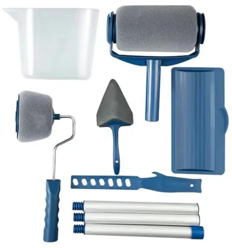 Drip-free paint roller for paints, 4-in-1 paint roller set with reservoir, edge roller, corner roller and telescopic rod for clean and precise painting