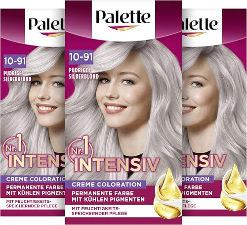 Palette Intensiv Creme Coloration 10-91/240 Pudriges Silberblond (115 ml) | Permanente Haarfarbe für leuchtende, langanhaltende Farbbrillanz, intensiven Farbglanz und 100 % Grauabdeckung