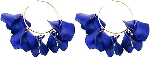 FDEETY Ohrringe Damen Acryl Kreis Hängend Hoop Blütenblatt Ohrringe 925 Silber Nadel Ohrstecker Böhmische Retro Modeschmuck Zubehör für Frauen Mädchen (Blau)