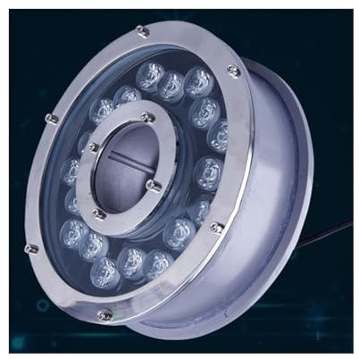 LGJEGD LED Ring Springbrunnen Lichter, 9W IP68 Wasserdicht 12V/ 24V Geeignet for Schwimmbäder und Seen (RGB,9w-24v)