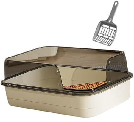 Sharplace Lettiera per Gatti, con sabbiera, Anti-Schizzi, Portatile, Grande, con setaccio per lettiera, Bianco