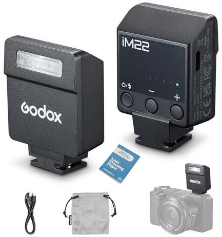 GODOX iM22 Camera Flash Mini iFlash Recycle Time 3s On-Camera Flash Speedlite for Sony Canon Nikon Fuji Olympus Cameras, 5 Power Levels