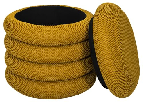 HOME DECO FACTORY - HD0425 Pouf Rangement Moderne Jaune, Assise Multifonctionnelle, Idéal pour Salon ou Chambre, Léger et Facile à Déplacer, 37x42x37 cm, Jaune