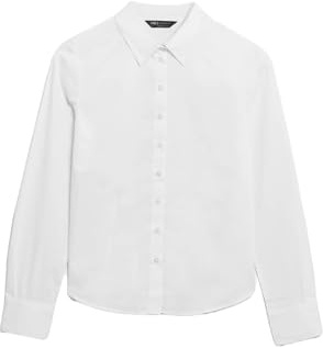 Marks & Spencer T-Shirt Col Ajusté Femme à Haute Teneur en Coton