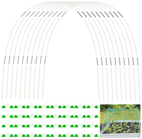 GUAHKUN Pflanztunnel Hochbeet Gewächshaus-Hoops 50 Edelstahl-Bögen 43cm Mit Zubehör Für Folientunnel Pflanzenabdeckung Und Frostschutz (B)
