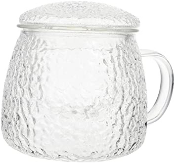 Warmhm Glas Tee Tasse Mit Deckel Und Griff Hitzebeständiger Teebecher Für Büro Und Haushalt Tragbarer Trinkbecher Für Tee Milch Und Kaffee