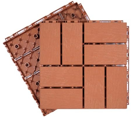 Piastrella quadrata for terrazza in finto legno, plastica, for terrazza, 12 x 12 pollici, piastrella composita fai da te ad incastro, for tutte le stagioni, for veranda, piscina, balcone, cortile(Bric
