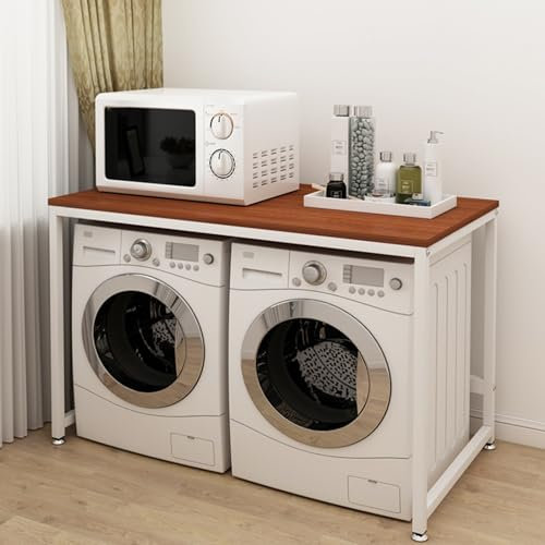 Armario de almacenamiento doble para lavadora y secadora, estante para cuarto de baño e inodoro, 128 x 60 x 99 cm, capacidad de 150 kg, color marrón