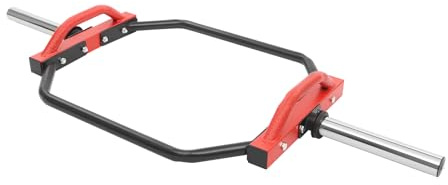 Hexagon Hantelstange Lang Kurzhantelstange Stahl Langhantelstange Langhantel 50mm-Scheibenaufnahme Etwa-4-Hantelscheiben/Eine-Seite Barbell Hex Bar Trap Hexagon Dumbbell Bar Fitnessgerät (Rot)