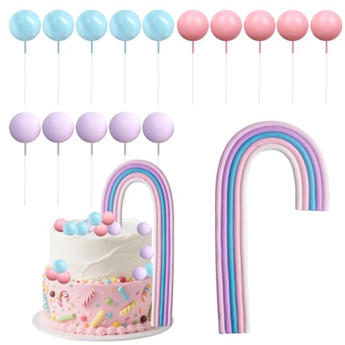 Vxcbad 16 PCS Rainbow Cake Toppers Decorations, Rainbow DIY Baking Cupcake Cake Decorations for Birthday,Toppers Decorations for Birthday Baby Shower Wedding Party
