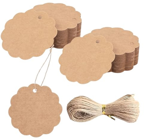 MUNZE Geschenkanhänger Etiketten100 Stück Geschen-kanhänger Kraftpapier Mit 20M Jute Schnur Blanko Geschenkan-hänger Für Hochzeit Ges-chenk Geburtstag Handmade(Braun).