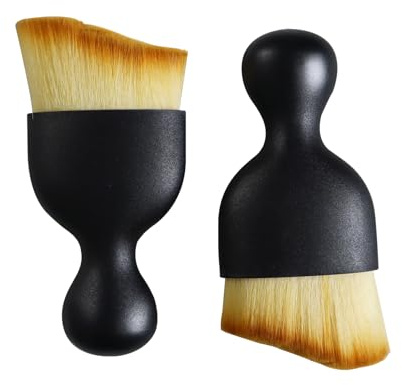 2Pcs Car Interior Cleaning Brush, Car Detailing Brush with Ultra Soft Bristles, Cars Interior Dusting Brushes Crevice Brush for Dashboard, Screen, Air Vent, Seats and Gaps - Brown