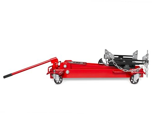 Farys Getriebeheber Kfz 1T Hydraulisch Bodenmontage Höhenverstellung 17,5–67 cm Mit Drehrollen und Verstellbarem Sattel Auto Werkzeuge