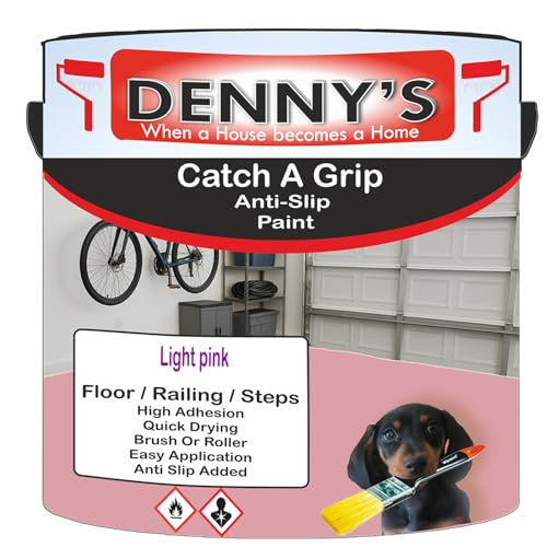 SCOOBYS PAINTS BACK IN THE MIX Catch A Grip Anti Slip Floor Paint – Non Slip Coating for Steps, Railings & Garages – 170 Colours, High Adhesion, Quick Dry, Multiple Sizes (Light pink, 1 Litre Tin)