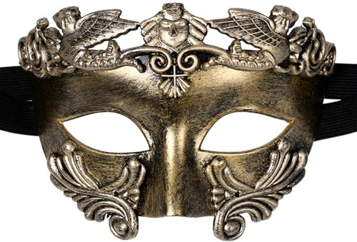AMWYODK Men's masquerade black masks Venice masks are used for Halloween masks, carnival masks, and Easter parties.(gold)
