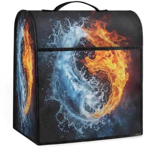 Flame Water Pattern Kitchen Aid Cover for Stand Mixer Dust Cover 6/7/8 Quart Bowl Lift Dust-proof Washable Kitchen Appliance Accessories Covers with Top Handle and Pockets Water-resistant