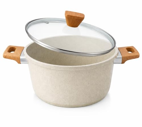 HOMSMYTH Forged Aluminium Stockpot with Glass Lid – Non-Stick, Induction Compatible Cooking Pot Cookware 20cm/24cm/28cm | Casserole Dish for Home & Professional Cooking (28cm (5.8 litres))