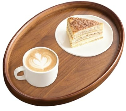 Plateau de table basse ovale rétro pour décoration d'intérieur | Plateau de service rustique pour charcuterie, fromage, fruits, petit déjeuner, bougie, cuisine, chambre, bureau, fête de ferme